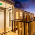 Exterior balcony at twilight